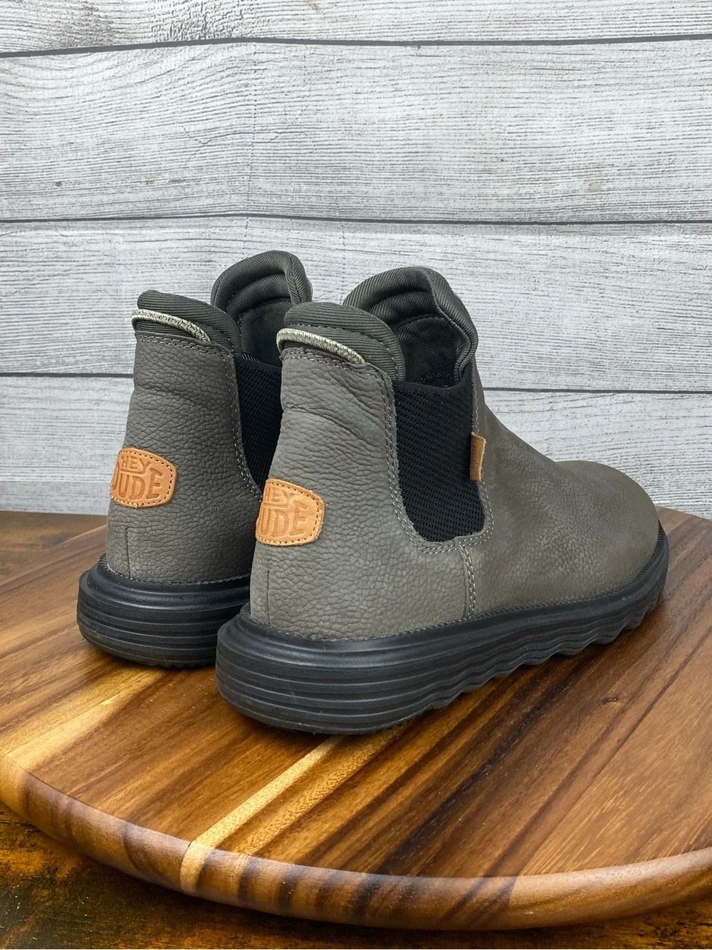 Hey Dude Branson Boot Grey Craft Leather Lightweight Chelsea Style Men’s Size 7
